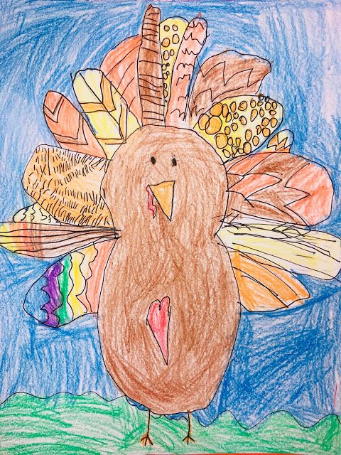 a child's drawing of a turkey