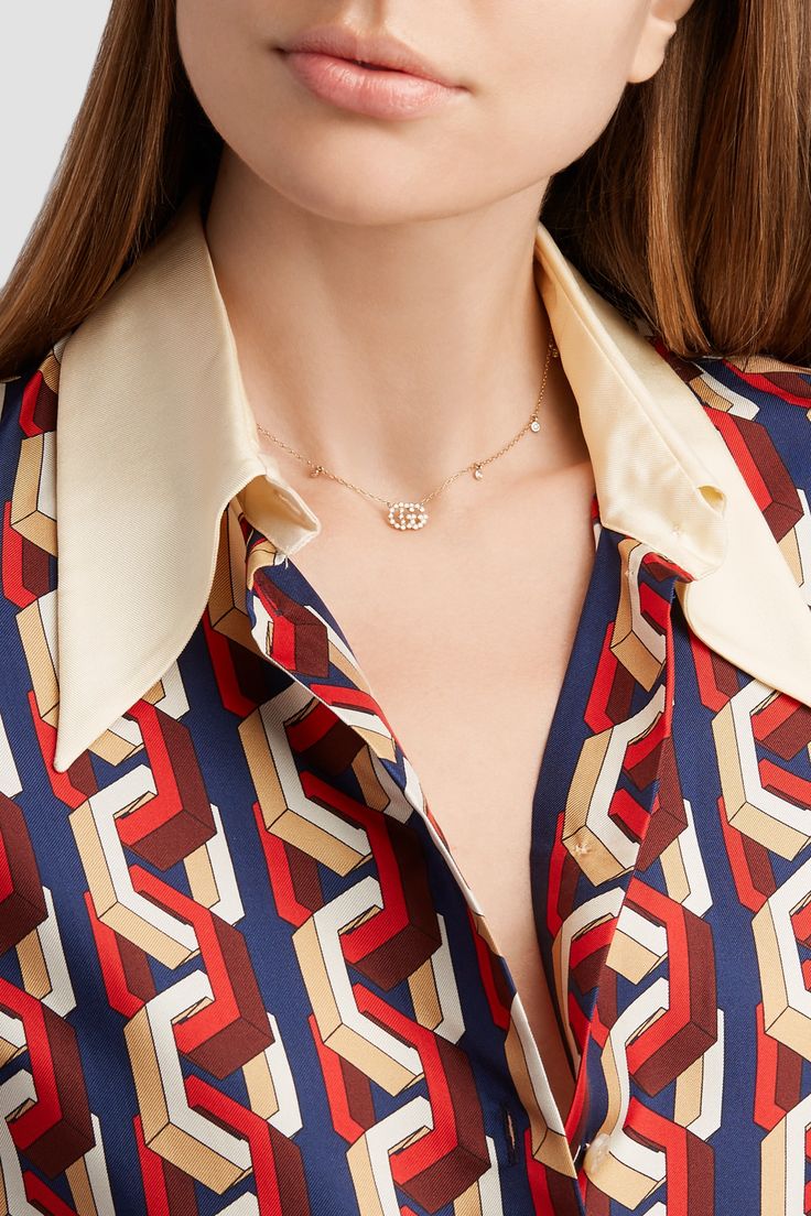 Gucci's 'GG' logo is one of the Italian house's most recognizable signatures, representing more than 95 years of rich history. A sophisticated yet effortless way to wear the motif every day, this delicate necklace is made from 18-karat gold and set with 0.22-carats of diamonds. It will make a thoughtful gift to fans of the label. Designer Yellow Gold Polished Necklace, Designer Yellow Gold Necklace With Polished Finish, Designer Yellow Gold Necklaces With Polished Finish, Designer Chain Necklace As Gift, Gucci Polished Finish Necklace For Gift, Gucci Necklace With Polished Finish As Gift, Gucci Necklace With Polished Finish For Gift, Designer Gold Necklaces For Formal Occasions, Gucci Classic Jewelry For Everyday Luxury