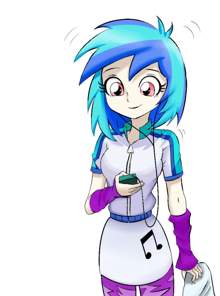 an anime character with blue hair and purple gloves holding a cell phone in her hand