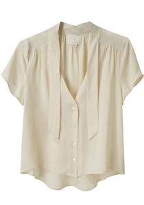 Neck Tie Blouse Silk Blouse Outfit, Neck Tie Blouse, Blouse Ideas, Christophe Lemaire, Band Of Outsiders, Brown Blouse, T Shirts Women, Tie Blouse, Ideas For