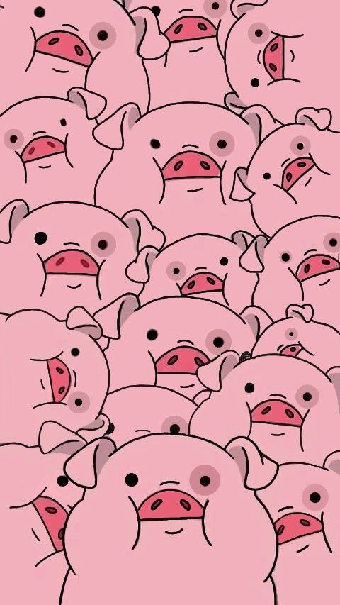 a bunch of pink pigs with different facial expressions on their faces and noses, all looking at the same person's face