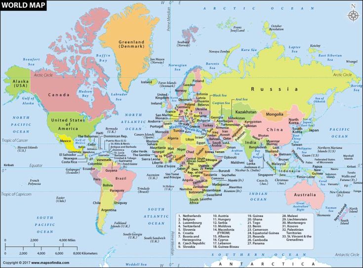 the world map with countries and major cities