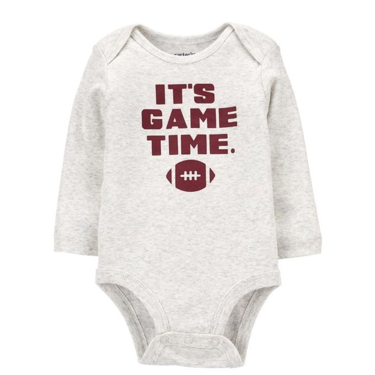 Its Game Time. Grey Football Onesie Baby Boy Football, Football Onesie, Carters Size Chart, Bodysuit Shirt, Halloween Preschool, It Game, Theme Dress, Carters Baby Boys, The League