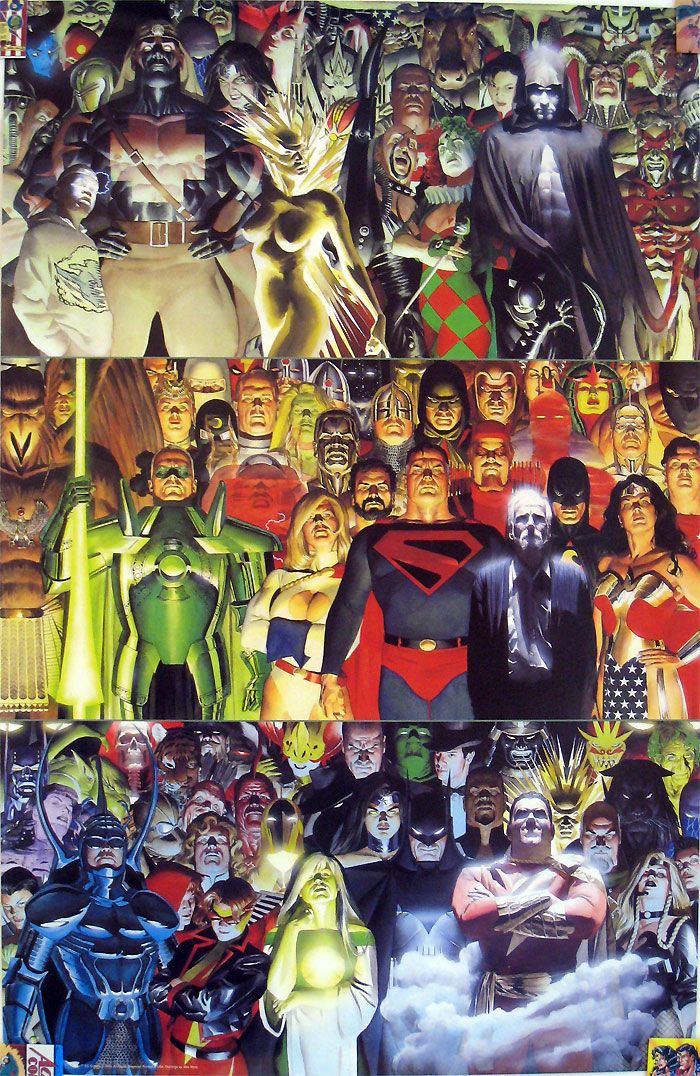 a collage of comic characters and their faces