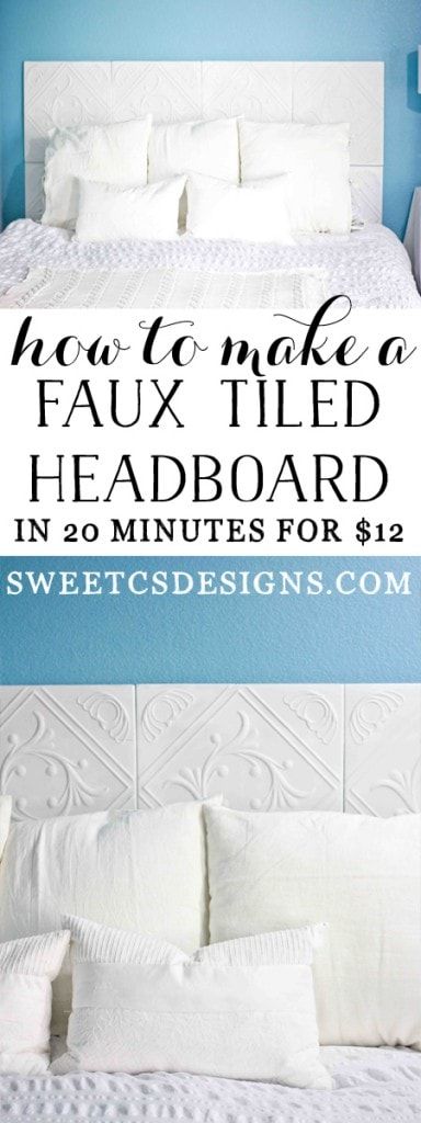 how to make a faux - filled headboard in 20 minutes for $ 1 / 2