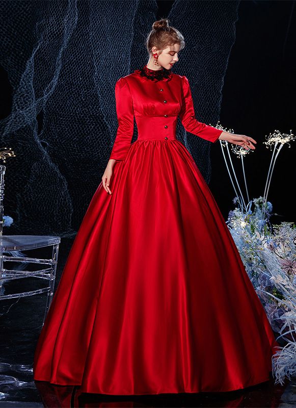 Red Satin Rococo Southern Belle Victorian Civil War Dickens Faire Caroler Little Women Dress   Condition: Brand New  Color: amp;nbsp; As Picture  Material: Satins And Lace  Silhouette: Ball Gown  Sleeve Length: Full Sleeve  Dresses Length:Floor-Length  Neckline: O-Neck  Decoration: Lace  Style: Vintage   Includes: Dress    amp;nbsp; Little Women Dress, Full Sleeve Dresses, Little Women Dresses, Masquerade Party Dresses, Full Sleeves Dress, Red Ball Gown, Princess Prom Dresses, Stunning Prom Dresses, Little Women