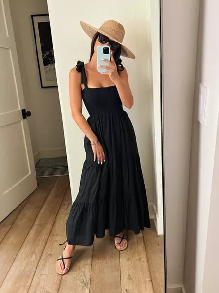 Black Sundress Outfit, Summer Black Dress Outfit, Long Black Summer Dress, Black Summer Maxi Dress, Black Maxi Dress Outfit, Black Beach Dress, Maxi Dress Outfit Summer, Jamaica Trip, Programming Quote