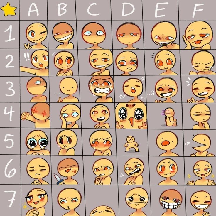 an image of different facial expressions and numbers