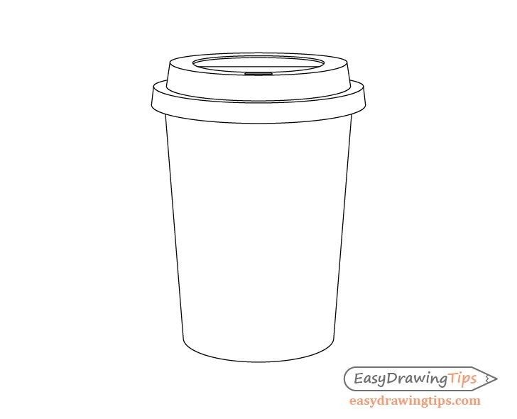 a drawing of a coffee cup with a lid