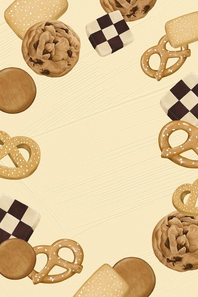 some cookies and pretzels are arranged in the shape of a circle