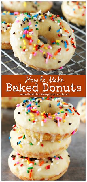 an image of baked donuts with icing and sprinkles