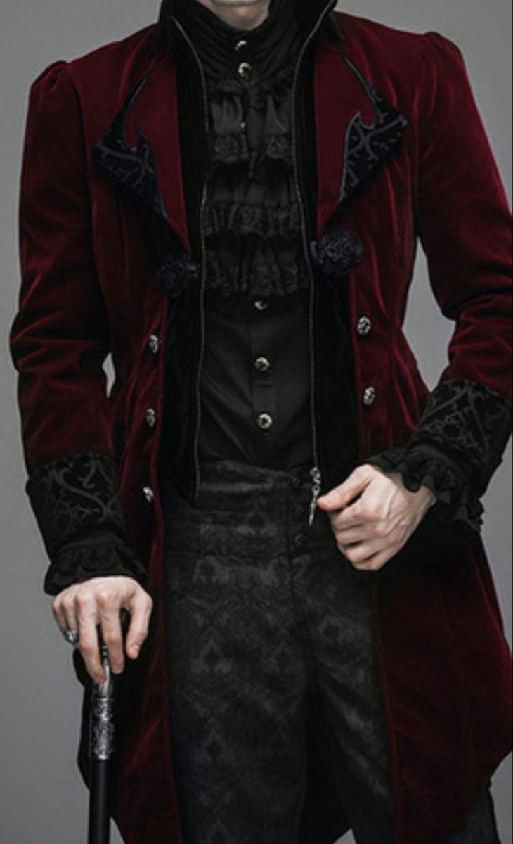 Vampire Fashion, Vampire Clothes, Goth Guys, Fashion Suits For Men, Goth Outfits, Fancy Outfits, Fantasy Clothing, Fantasy Fashion, Suit Fashion