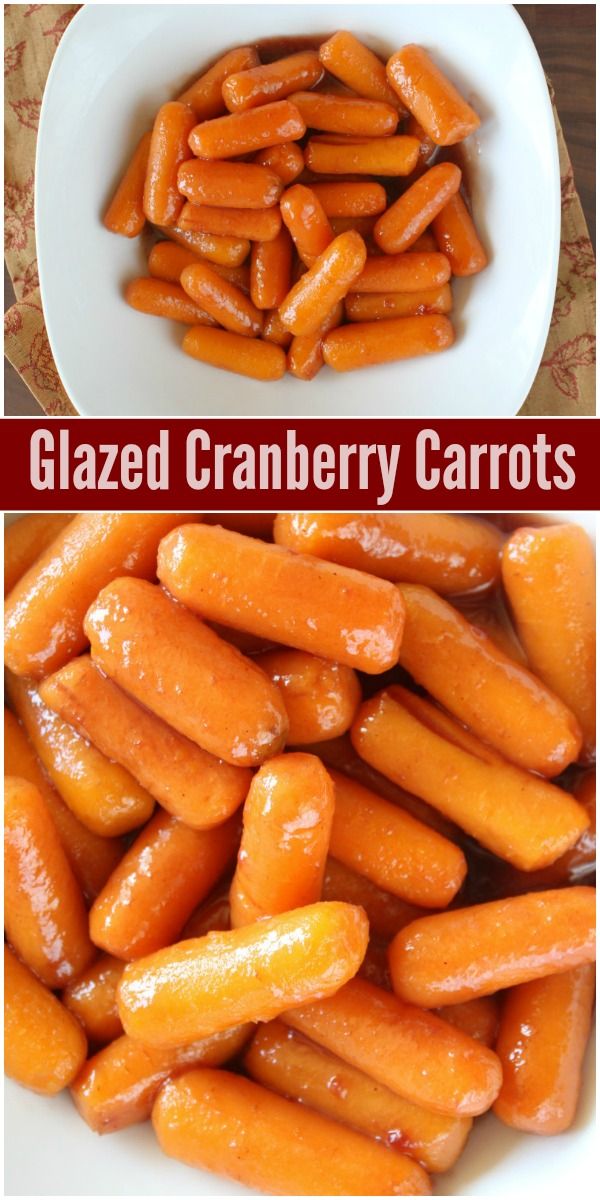 glazed cranberry carrots in a white bowl