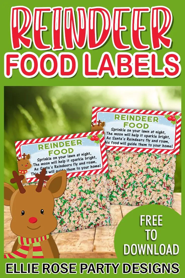 reindeer food labels for christmas party