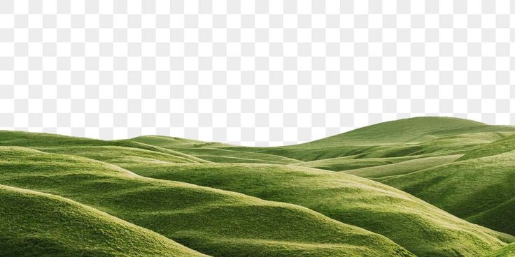 the green hills are covered in grass, and there is no image to be seen