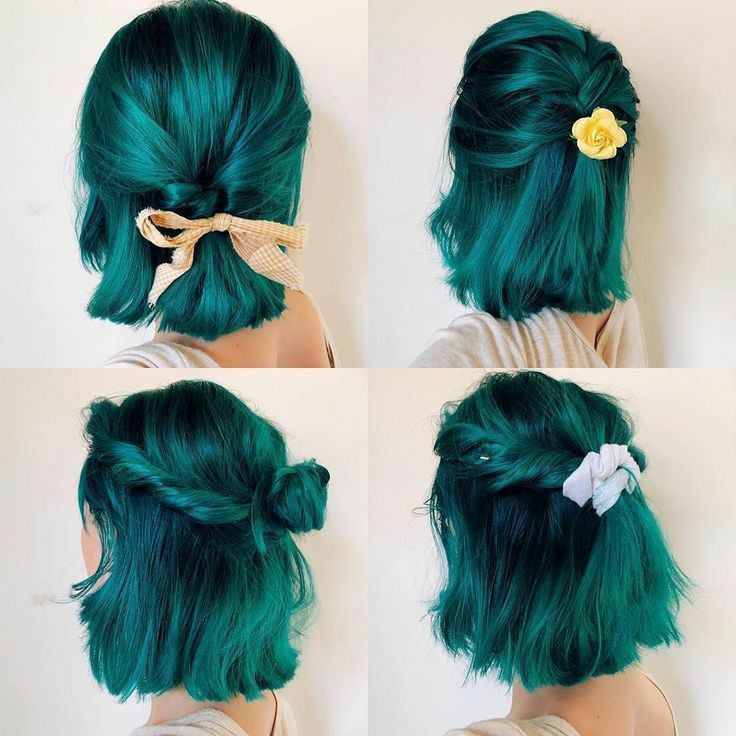 Half Hair Color Short, Teal Short Hair, Half And Half Hair Color, Half Hair Color, Wig Stylist, Teal Mermaid, Half And Half Hair, Teach Peace, Teal Hair