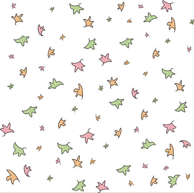 a white background with colorful stars and leaves on the bottom right corner is an orange, green, pink, and yellow star pattern