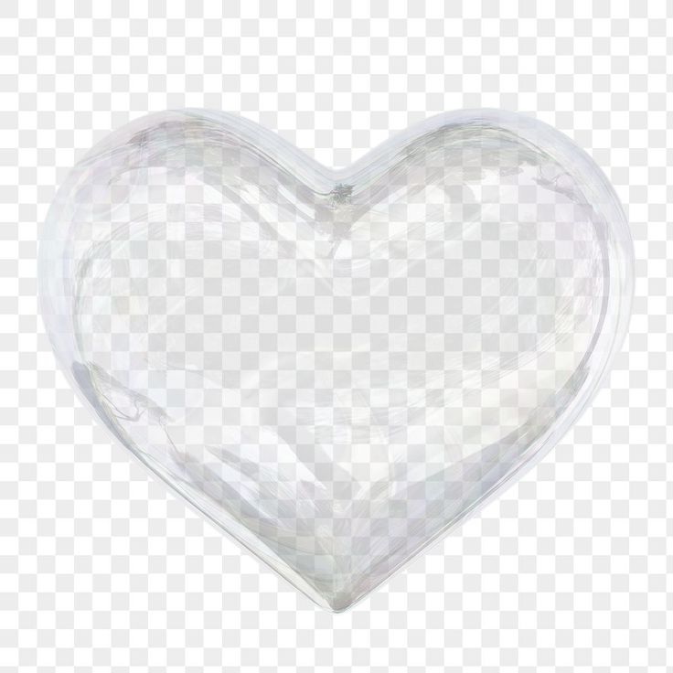 a clear heart shaped object on a white background, with transparent material in the shape of a