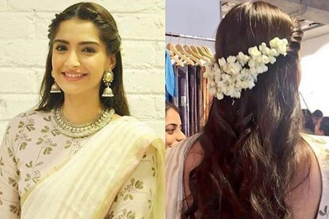 Gorgeous 'Gajra' Hairstyles To Dazzle At Your Bestie's Wedding Wedding Party Hairstyles, White Sari, Poola Jada, Saree Hairstyles, School Morning, Engagement Hairstyles, Traditional Hairstyle, Indian Wedding Hairstyles, Open Hairstyles