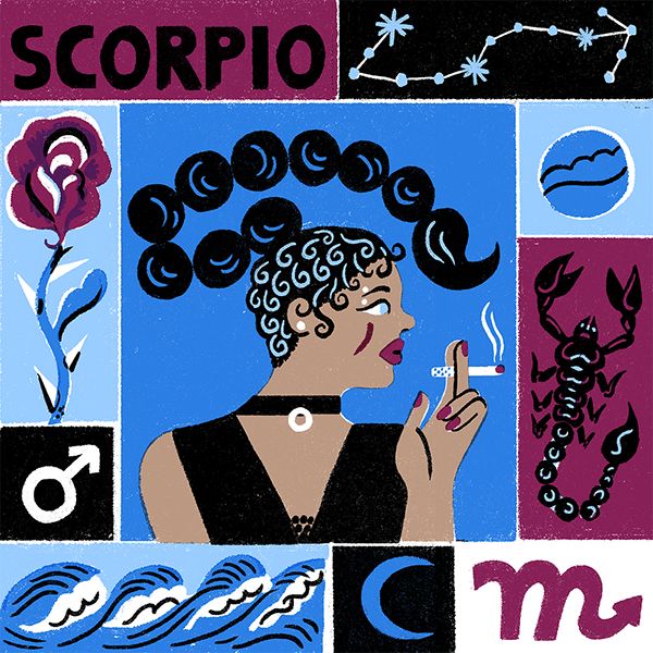 Zodiac Sign Fashion, Im A Lady, Screen Print Poster, Scorpio Sign, Zodiac Art, Horoscope Signs, Artist Style, Freelance Illustrator, Linocut