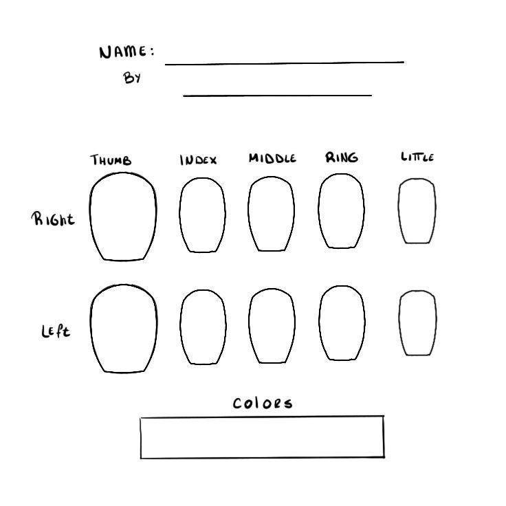 nail art Nail Art Blank Template, Nails Design Template, Empty Nail Template, Omori Nails Ideas, Nail Template Designs, Nail Design Template, Printable Nail Art, Nail Template, Nail Art Templates