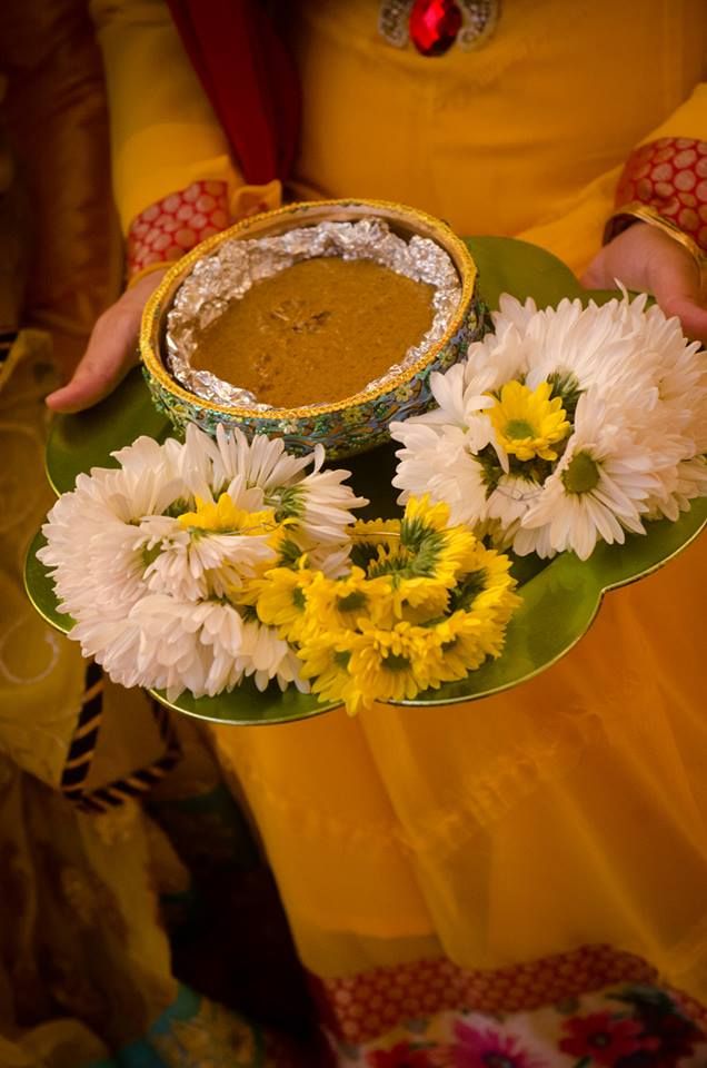 a person holding a plate with flowers on it