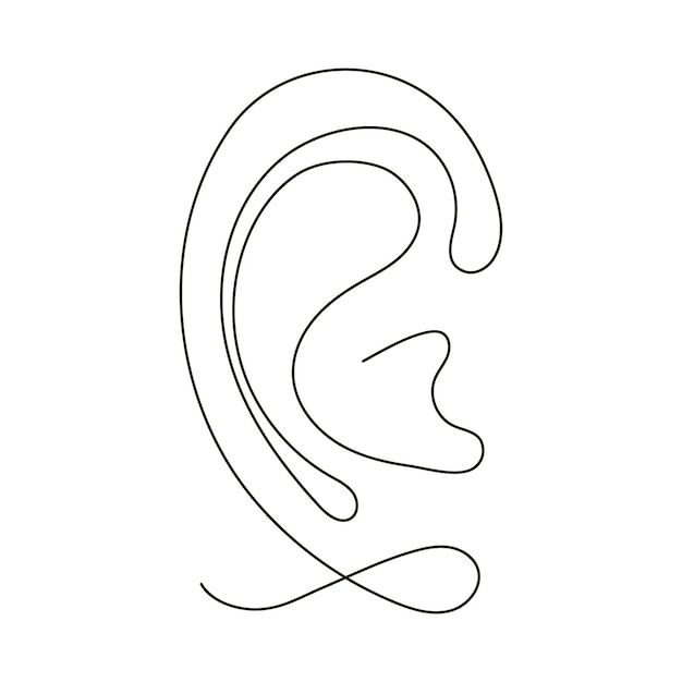 the ear is shown in black and white