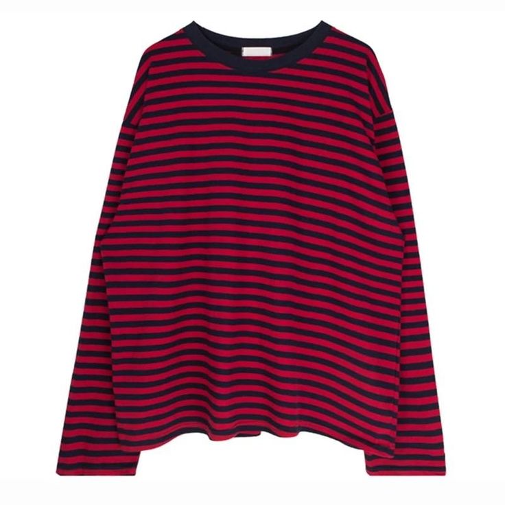 PRODUCT INFORMATION: Long sleeves Striped pattern O-neck Material: cotton, polyester SIZING INFORMATION: ONE SIZE: Length: 67cm, Bust: 120cm, Sleeves 58cm Striped Long Sleeve Top For Fall, Fall Striped Long Sleeve Top, Red Crew Neck Long Sleeve Top For Fall, Red Long Sleeve Winter Shirt, Striped Long Sleeve Winter Tops, Striped Long Sleeve Tops For Winter, Oversized Red Long Sleeve Shirt, Red Oversized Cotton Sweater, Oversized Red Cotton Sweater