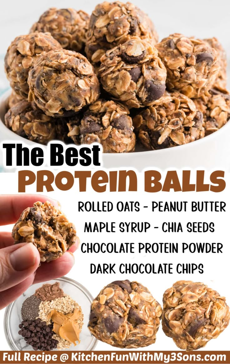 the best protein balls rolled oats peanut butter maple syrup - chia seeds chocolate chip