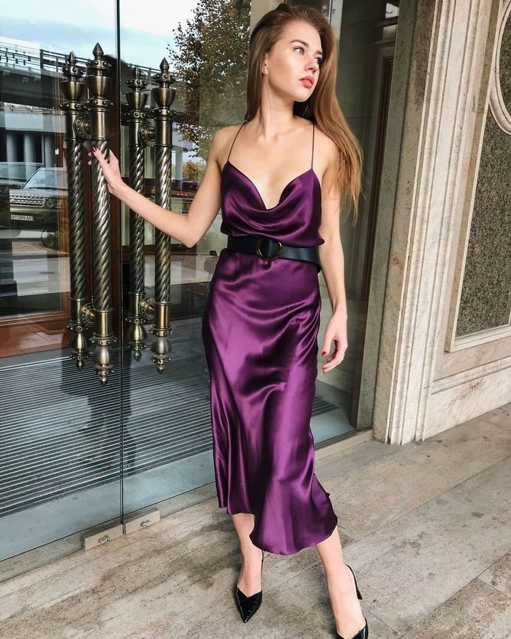 Silk clothing on Instagram: “Made you to feel like a Goddess ✨ Dress #FlatterPlumMidi_S is in stock.  3900 uah More silk slip dresses -> #SlipDress_Serenity” Purple Slip Dress, Satin Silk Dress, Satin Gowns, Silk Clothing, Silk Satin Dress, Goddess Dress, Silk Outfit, Slip Dresses, Silky Dress