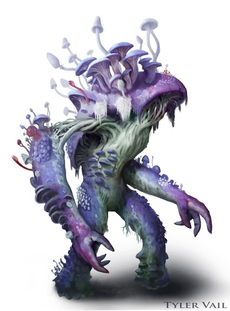 an alien creature with purple and green colors