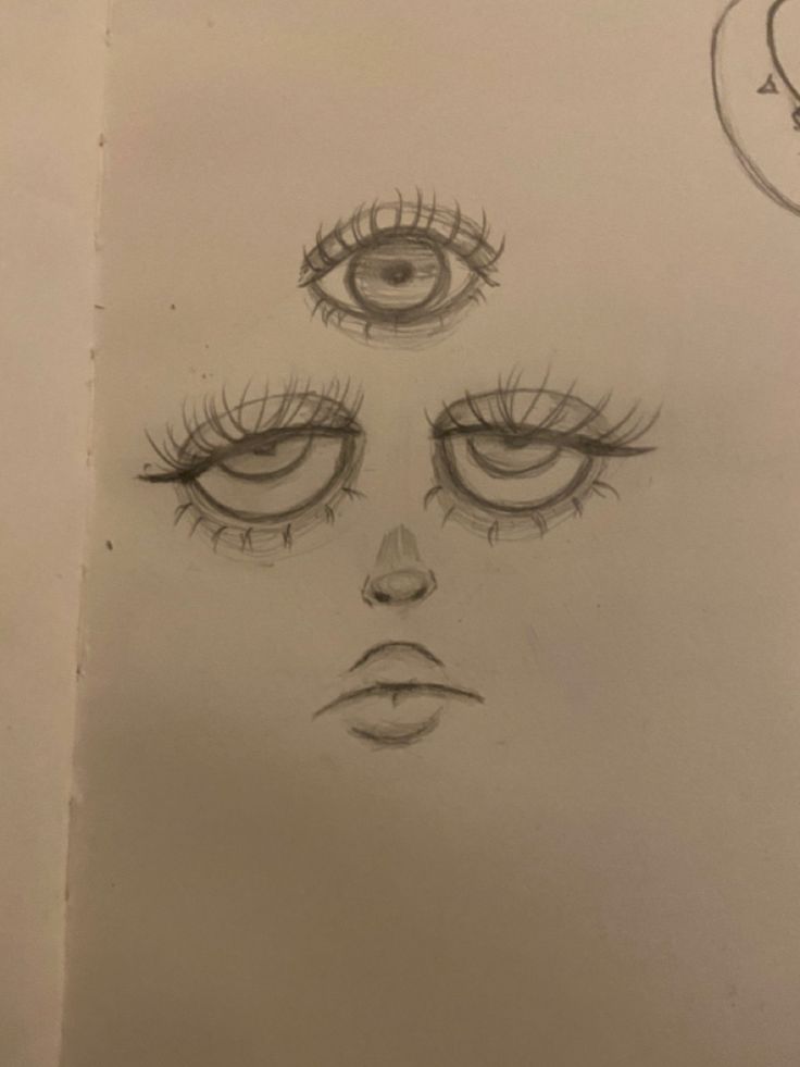 a pencil drawing of a woman's face with eyes and eyelashes on top of it