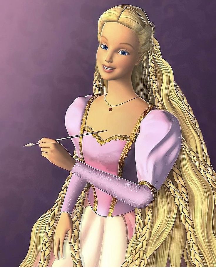 a cartoon image of a princess with long blonde hair and braids holding a wand