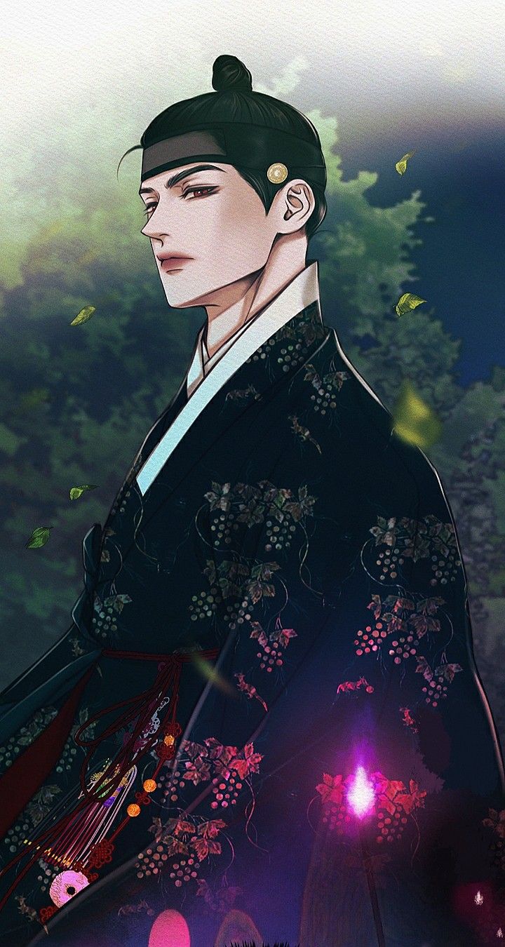 an anime character with dark hair wearing a black kimono