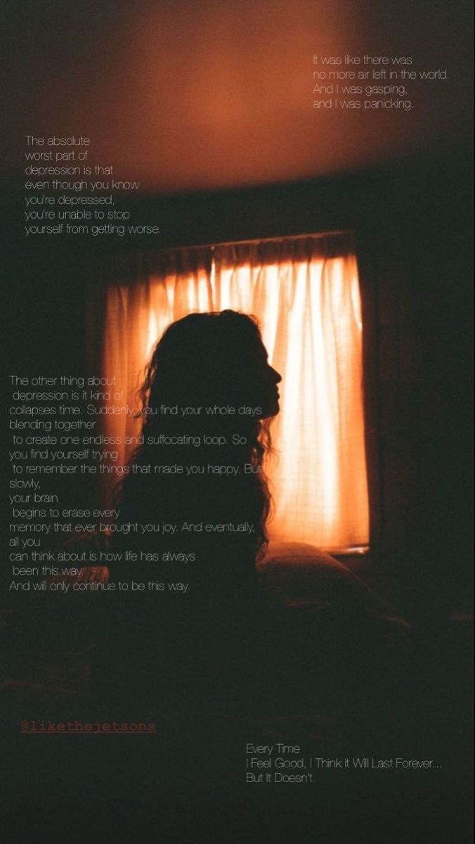 the silhouette of a person in front of a curtain with words written on it and an image of a woman's head