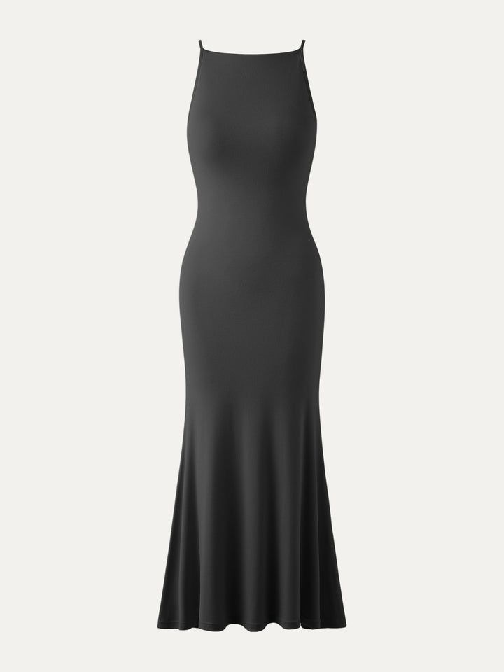 Eco-SkinKiss® Camilla Brami Midi Dress Fitted Sleeveless Backless Dress With Built-in Bra, Backless Dresses With Built-in Bra, Elegant Fitted Dress With Built-in Bra, Elegant Fitted Backless Dress With Built-in Bra, Fitted Backless Dress With Delicate Straps For Party, Elegant Sleeveless Backless Dress With Built-in Bra, Elegant Sleeveless Backless Dress With Adjustable Straps, Fitted Backless Evening Dress With Built-in Bra, Elegant Backless Strappy Dress