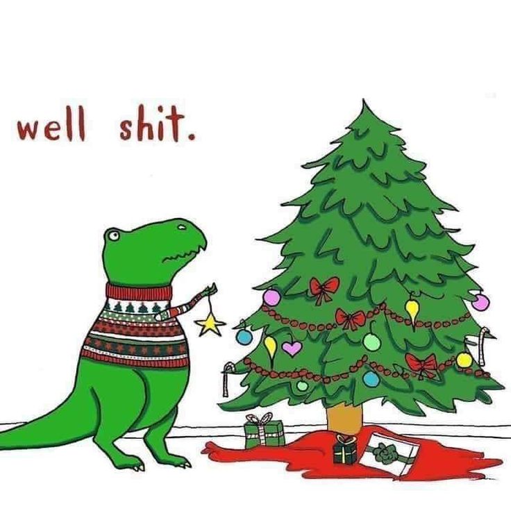 Trex decorating tree. Well shit Dinosaur Meme, Christmas Dinosaur, Christmas Card, Merry Christmas, Christmas Tree, Funny, Christmas