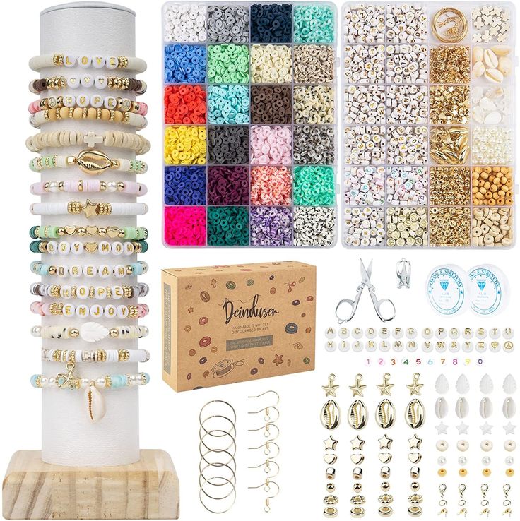 the beading kit includes all kinds of beads and accessories