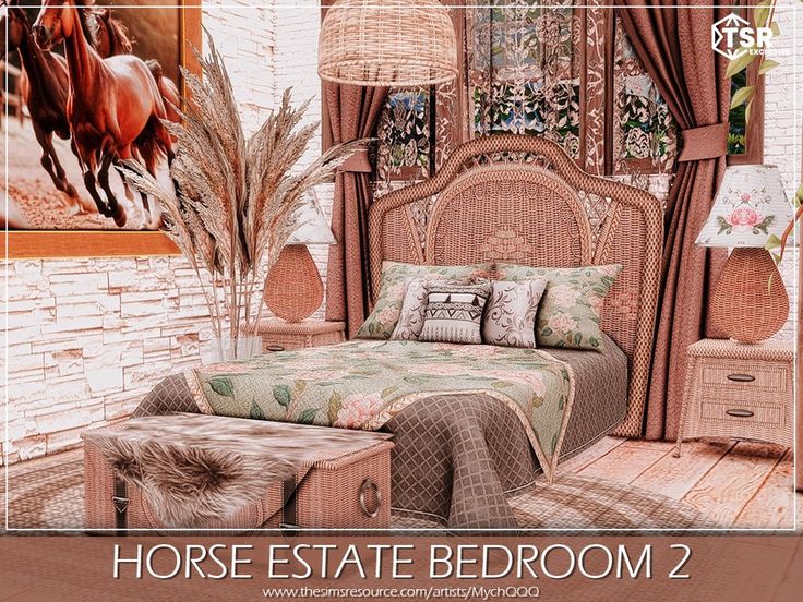 the horse estate bedroom is made up of wicker