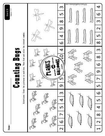 the printable worksheet for counting bugs and caterpillars is shown