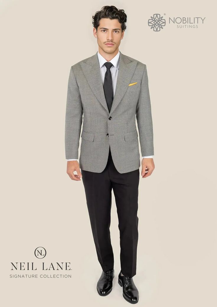 Hudson Grey Houndstooth Jacket - SARTORO Classic Houndstooth Suits For Winter, Classic Winter Houndstooth Suit, Classic Houndstooth Blazer For Office Wear, Classic Wool Sport Coat With Houndstooth Pattern, Luxury Wool Blazer With Houndstooth Pattern, Classic Wool Outerwear With Custom Fit, Luxury Houndstooth Long Sleeve Blazer, Luxury Long-sleeve Houndstooth Blazer, Elegant Houndstooth Outerwear For Semi-formal Occasions