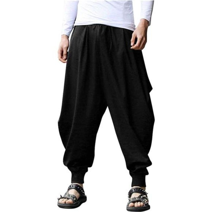 Baggy Fantasy Pants, Japanese Harem Pants, Harem Pants Drawing, Arabic Pants, Baggy Pants Reference, Linen Pants Men, Baggy Harem Pants, Japanese Pants, Samurai Pants