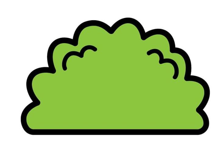 a green tree that is in the shape of a cloud with black outlines on it