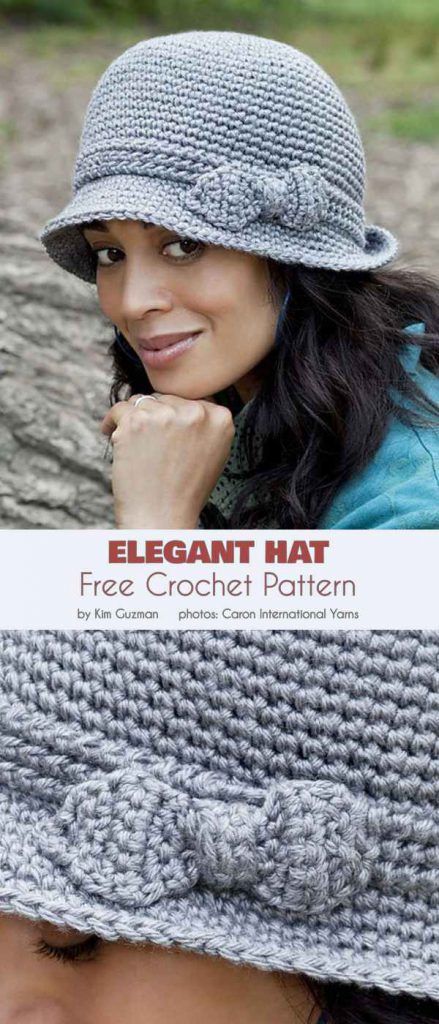 Elegant Hat Free Crochet Pattern Crochet Hats Free Pattern Ladies, Cloche Hat Pattern, Hat Free Crochet Pattern, Elegant Hat, Easy Crochet Hat, Hat Patterns Free, Crochet Hat Free, Bonnet Crochet, Crochet Beanie Pattern