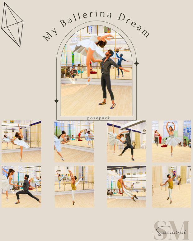 a series of photos showing people doing different things in an art gallery with the words my ballerina dream above them