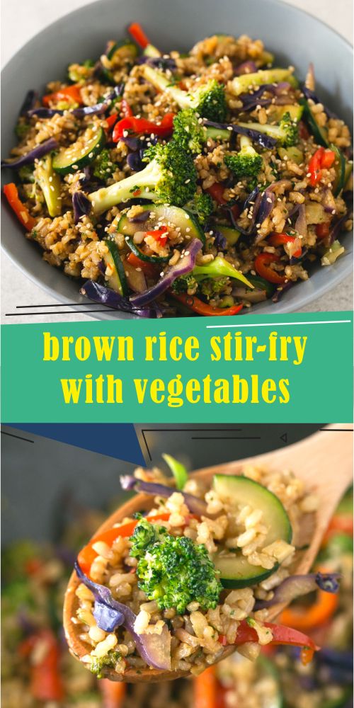 broccoli rice stir fry with vegetables in a bowl