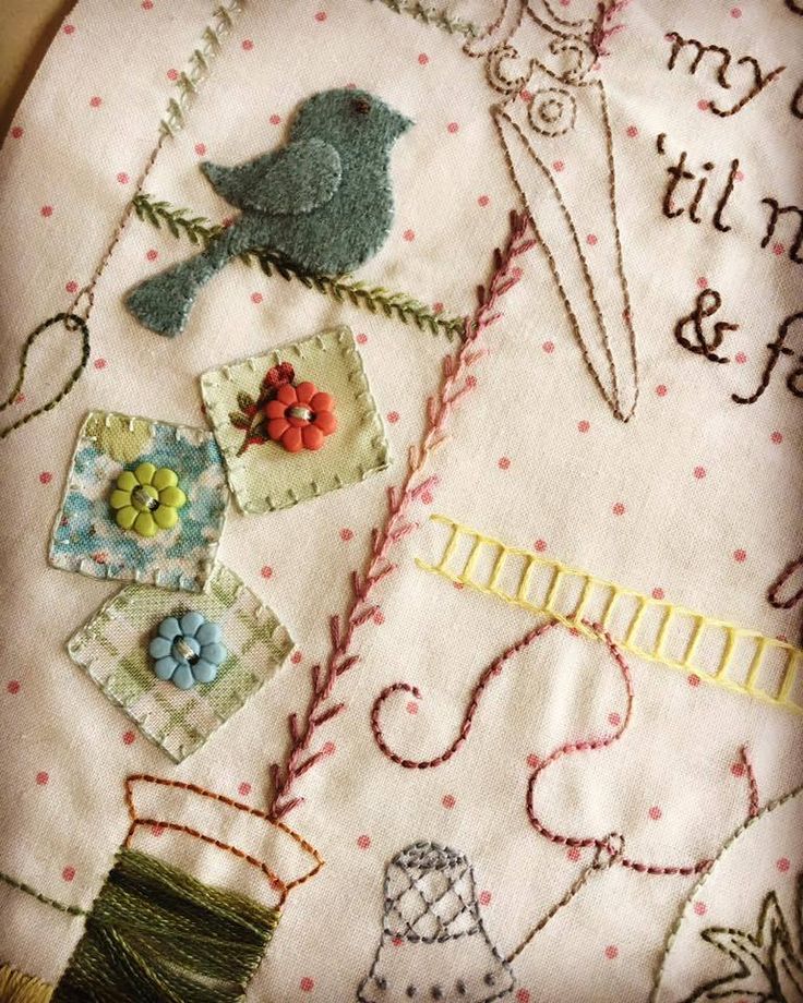 a close up of a piece of embroidery