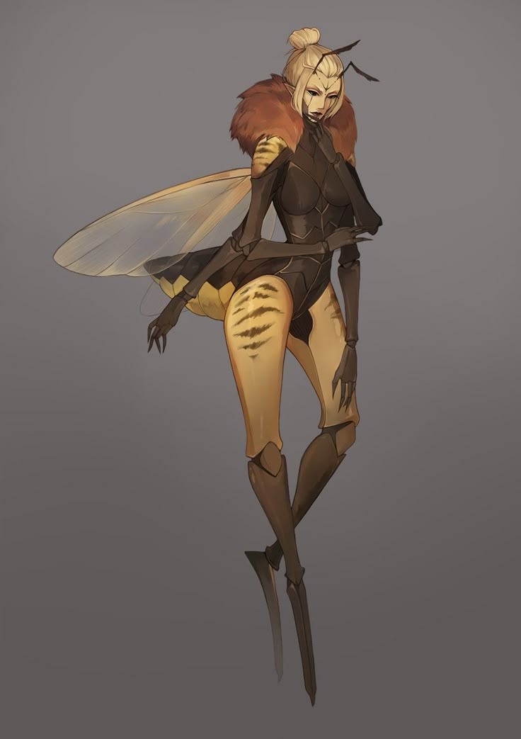 a woman dressed as a bee with wings