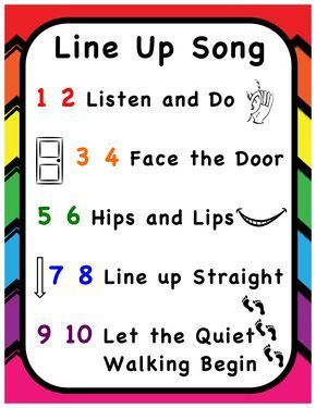 the line up song is displayed on a colorful background