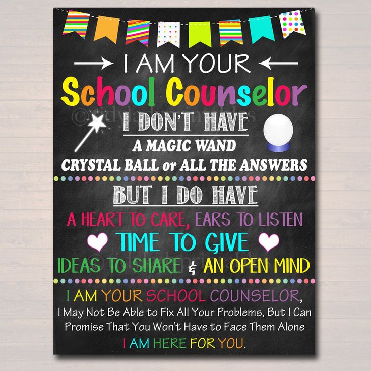 a chalkboard sign that says i am your school counselor